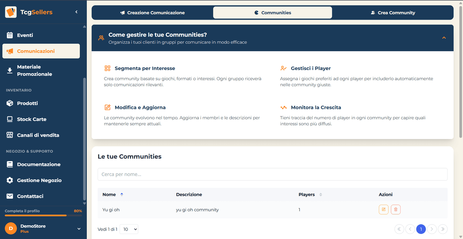 Gestione community personalizzate - Giocatori competitivi, casual, collezionisti, formati specifici